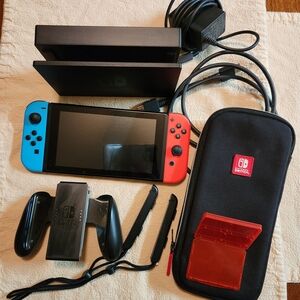 Nintendo Switch with Blue and Red Joy-Con Controllers